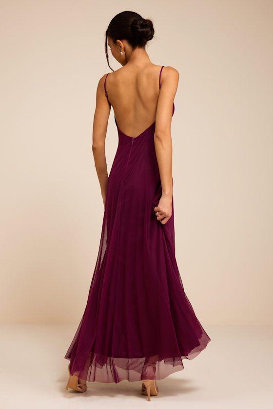 Atori Plum Mesh Sleeveless Maxi Dress