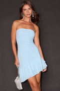 Vedette Light Blue Mesh ruffled Mini Dress