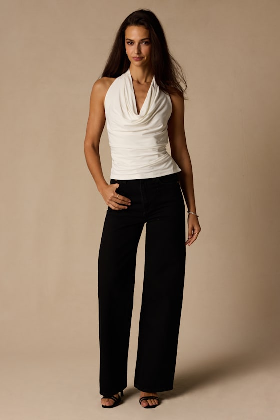 Luz Ivory Cowl Neck Backless Top