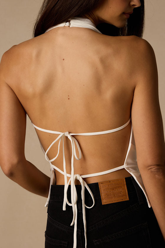 Luz Ivory Cowl Neck Backless Top