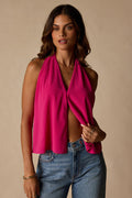 Kennedy Fuchsia Tie-Back Halter Tank Top