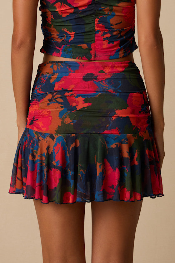 Kasia Multi Mesh Ruffled Mini Skirt