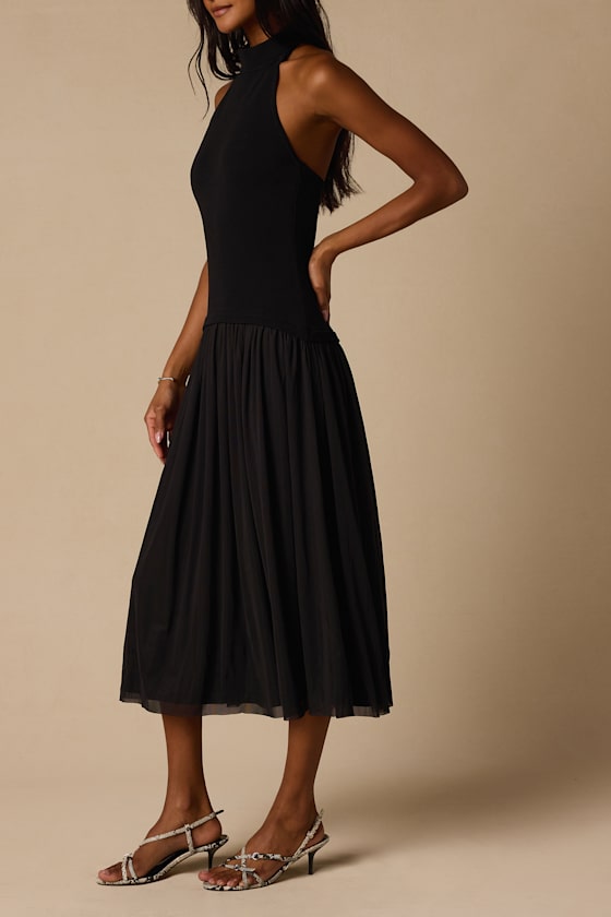 Drusilla Black Drop Waist Midi Dress