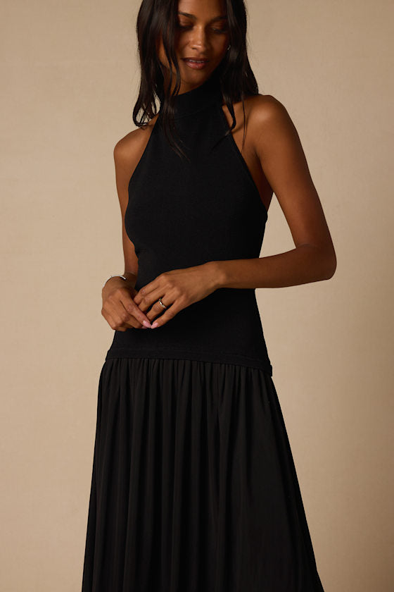 Drusilla Black Drop Waist Midi Dress
