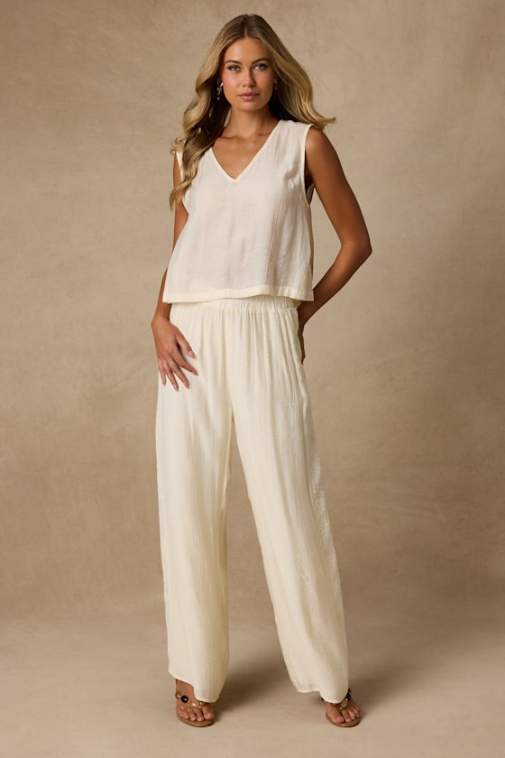 June Cream Crochet Lace Tank Top