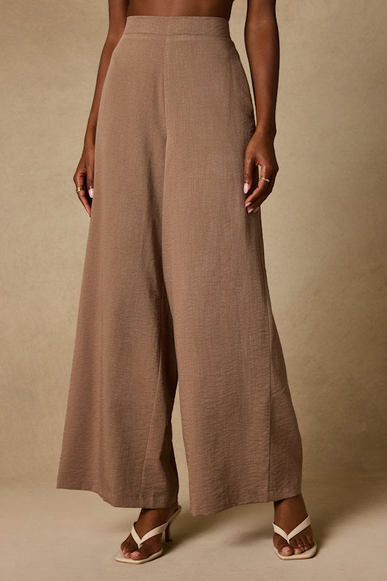 Cooper Light Brown Wide-Leg Pants