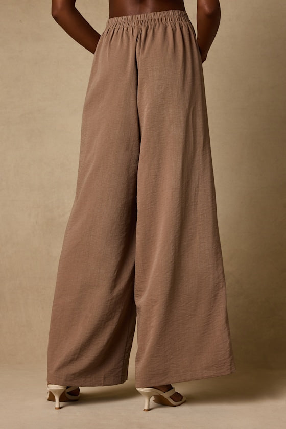 Cooper Light Brown Wide-Leg Pants