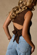 Prestyn Brown Tie-Back Tank Top