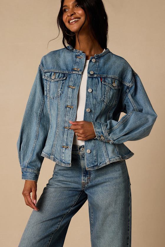 Sculpted Trucker Medium Wash Denim Jacket