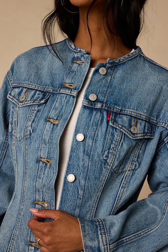Sculpted Trucker Medium Wash Denim Jacket