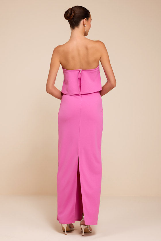 Lyanna Pink Strapless Column Maxi Dress