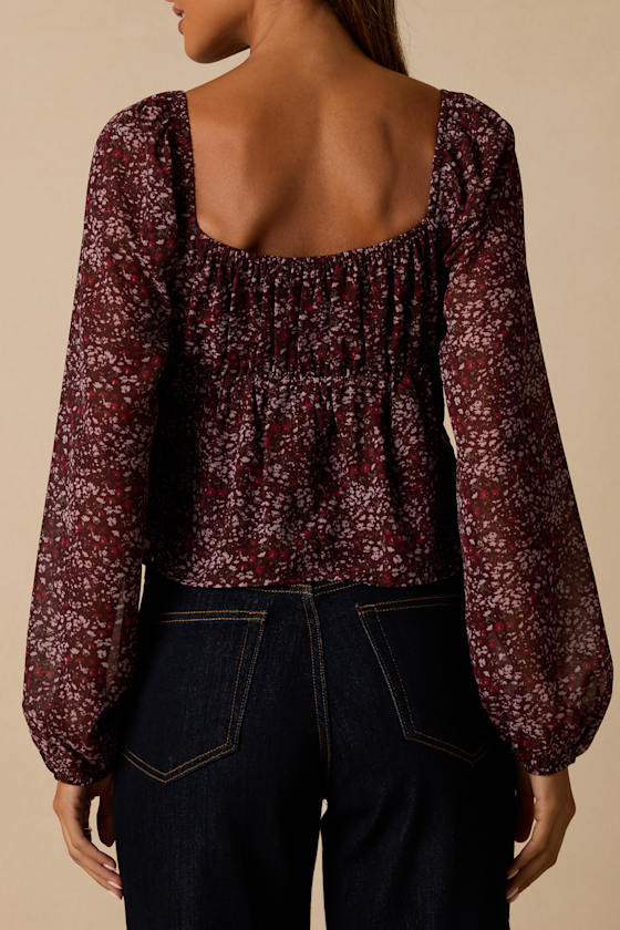 Yara Plum Multi Paisley Long Sleeve Top