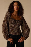 Yara Brown Multi Paisley Long Sleeve Top