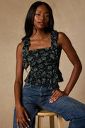 Shailene Black Multi Floral Tie-Strap Top