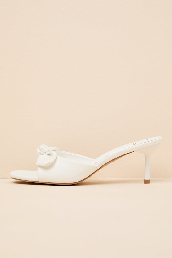 Lancee Bone Bow High Heel Slide Sandals