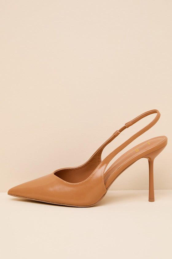 Lonnie Tan Pointed-Toe Slingback Pumps