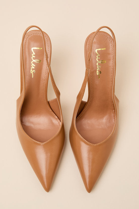 Lonnie Tan Pointed-Toe Slingback Pumps