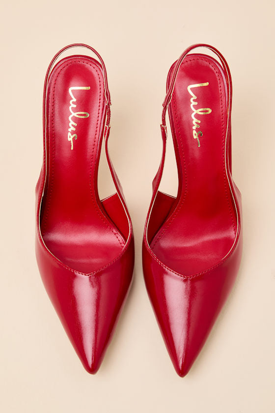 Lonnie Red Pointed-Toe Slingback Pumps
