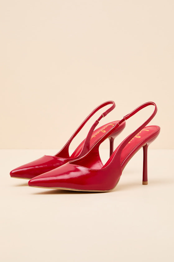 Lonnie Red Pointed-Toe Slingback Pumps
