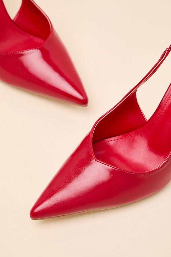Lonnie Red Pointed-Toe Slingback Pumps