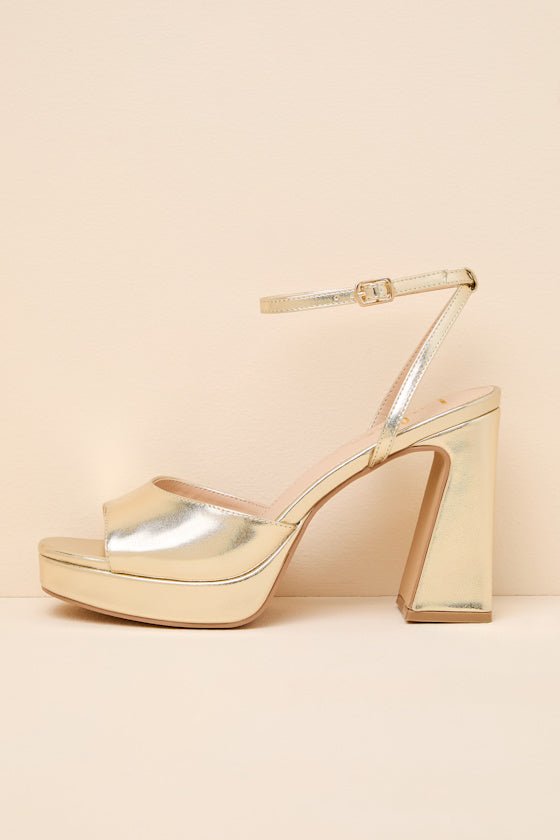 Krissy Gold Ankle Strap Platform Sandals