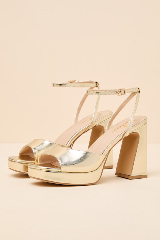 Krissy Gold Ankle Strap Platform Sandals