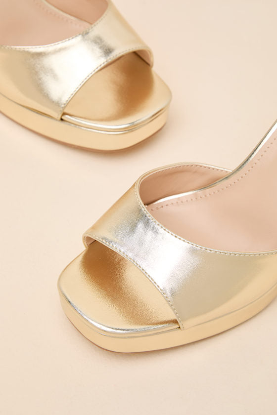 Krissy Gold Ankle Strap Platform Sandals
