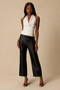 Kyle Black Satin Cropped Pants