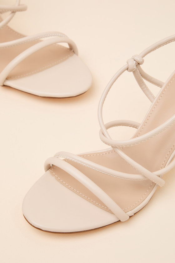Inari Beige Strappy Slingback High Heel Sandals