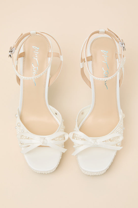 Enola Ivory Pearl Platform Ankle Strap High Heel Sandals
