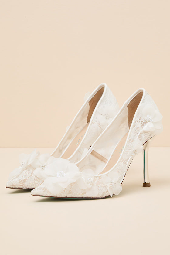 SB-Darcy Ivory Floral Lace Pointed-Toe Pumps