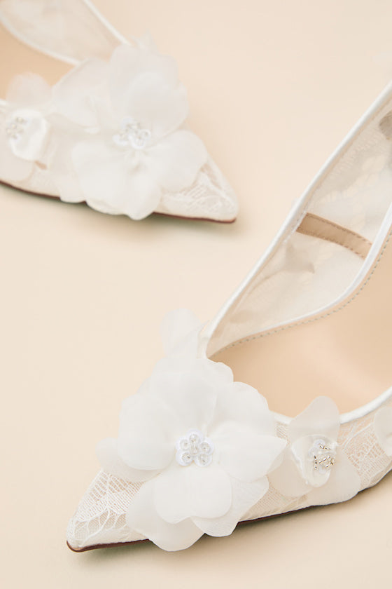 SB-Darcy Ivory Floral Lace Pointed-Toe Pumps