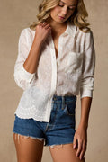 Merit Ivory Embroidered Collared Top