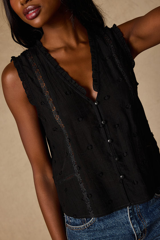 Brandi Black Button-Front Tank Top