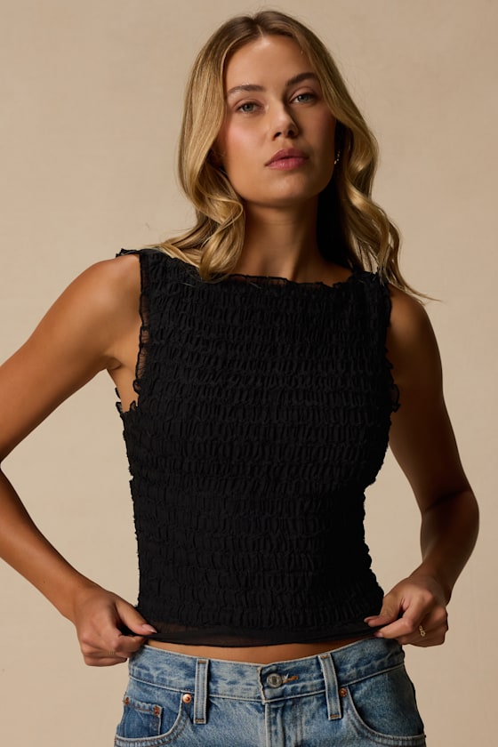 Kathryn Black Cropped Tank Top