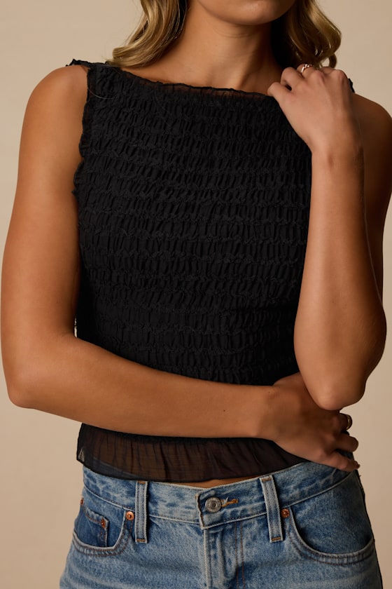 Kathryn Black Cropped Tank Top