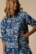 Cohen Medium Wash Floral Denim Jacket