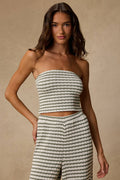 Esmira Ivory and Sage Striped Knit Top