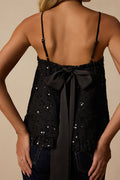 Junya Black Sequin Bow Cami Top
