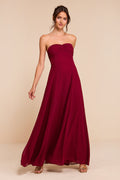 Kamalia Wine Red Strapless Maxi Dress