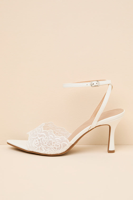 Regatta White Lace Ankle Strap High Heel Sandals