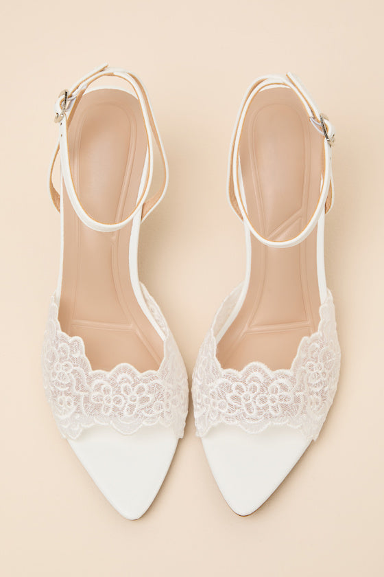 Regatta White Lace Ankle Strap High Heel Sandals