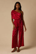 Diana Red Floral One-Shoulder Jumpsuit