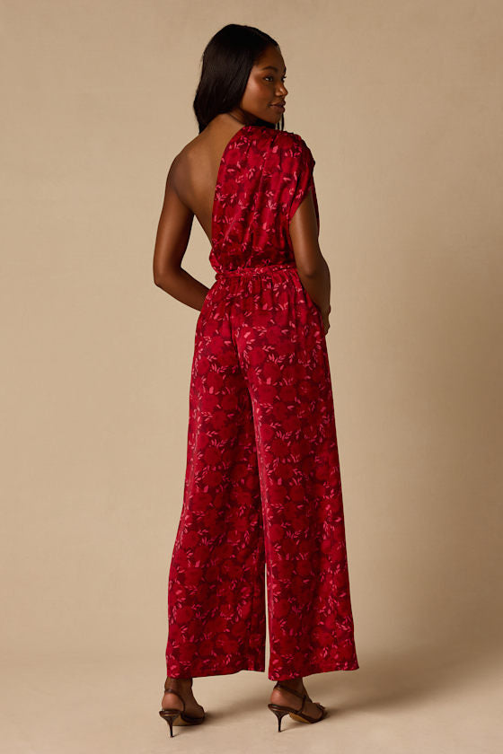 Diana Red Floral One-Shoulder Jumpsuit