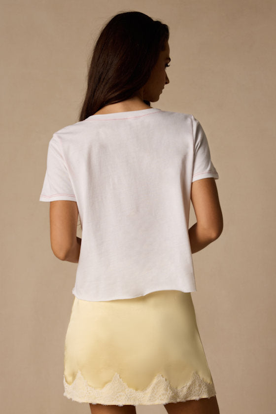 Disco Cherry White Cropped Graphic Tee