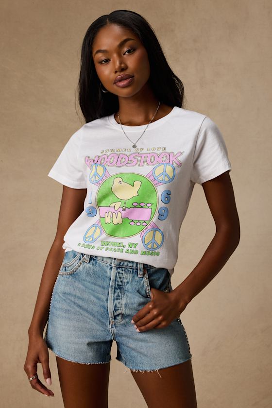 Woodstock White Short Sleeve Graphic Tee