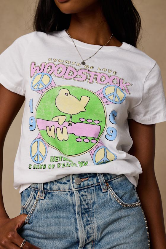 Woodstock White Short Sleeve Graphic Tee