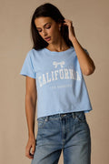 California Light Blue Cropped Graphic Tee