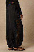 Evette Black Lace High-Rise Jogger Pants