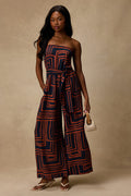 Lanora Navy Abstract Print Wide-Leg Jumpsuit